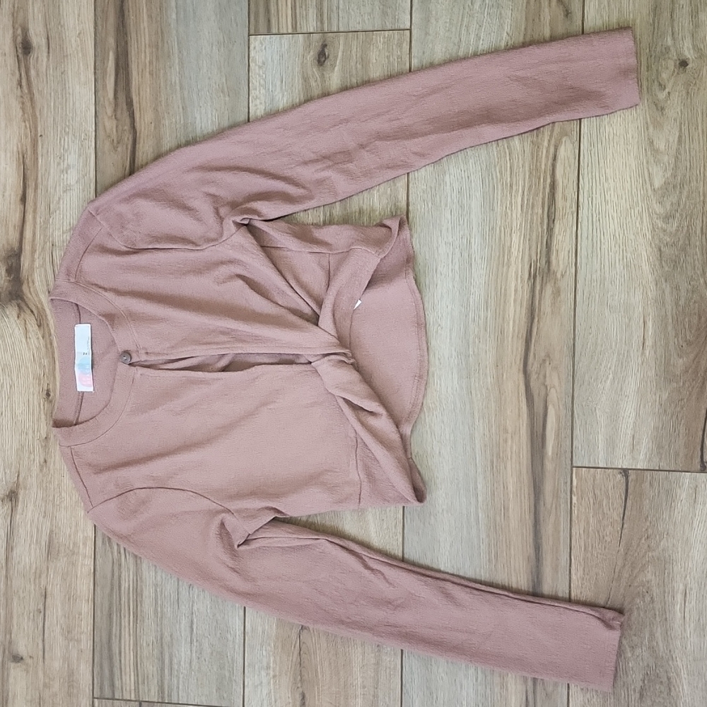 Free People Long Sleeve Twist Front Crop Top sz M